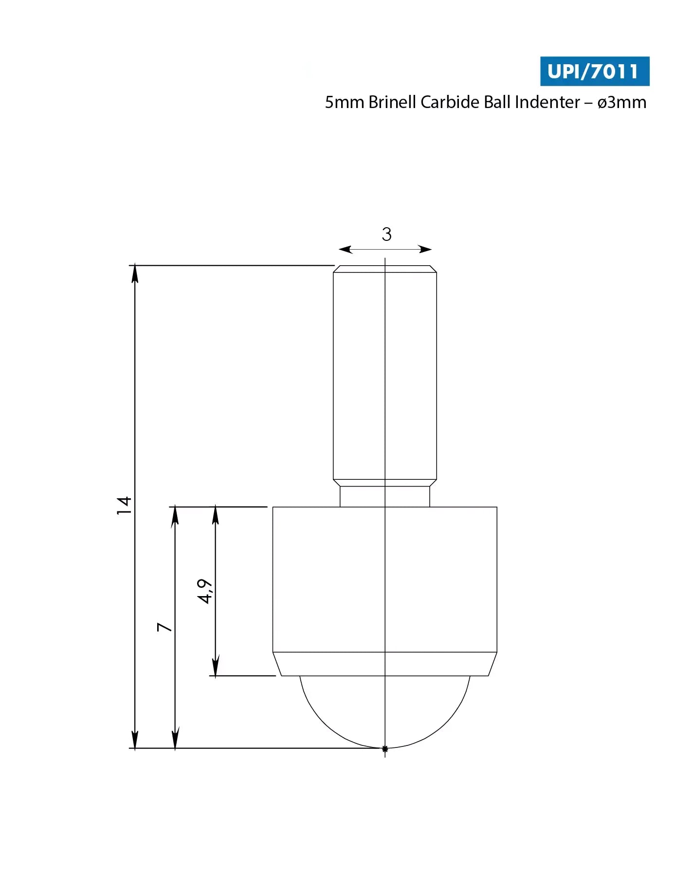 TECH_Brinell_5mm_ball_Hardness_Tester_indenter_3mm_shaft_